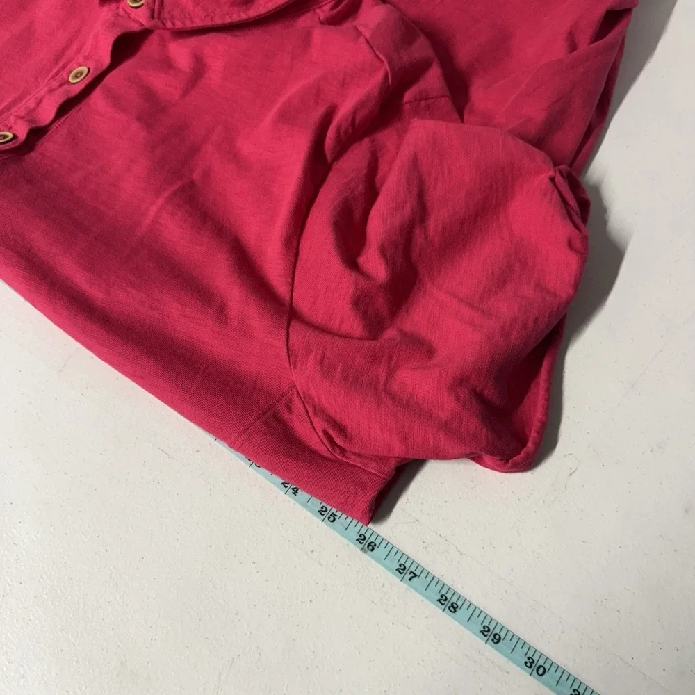 Soft Surroundings Womens 3X Button Down Hot Pink Dress‎ Short Sleeve Lagenlook